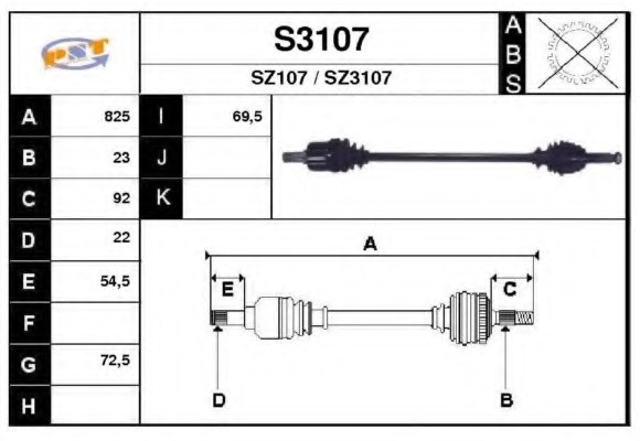 SNRA S3107 Drive Shaft